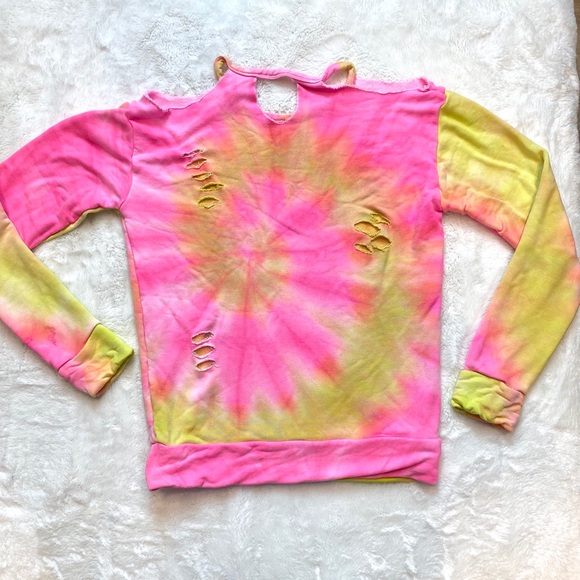 Flowers by Zoe distressed cold shouldr sweatshirt - Picture 3 of 7